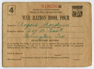 Primary view of object titled '[War Ration Book Four: Rogers Gardner]'.