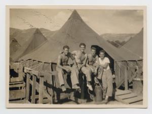 Primary view of object titled '[Soldiers In Front of Tent]'.