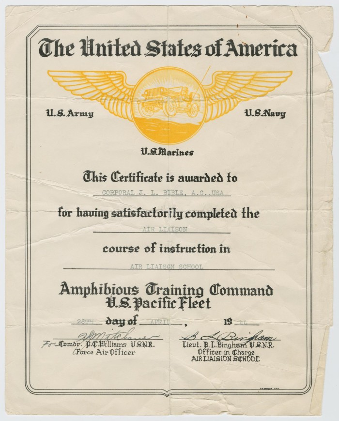 military army training certificates of completion