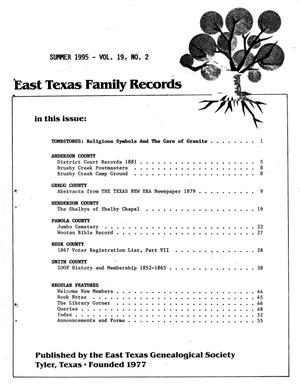 East Texas Family Records, Volume 19, Number 2, Summer 1995