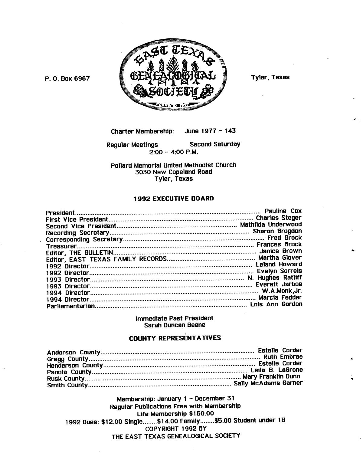 East Texas Family Records, Volume 16, Number 1, Spring 1992
                                                
                                                    None
                                                