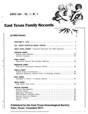 East Texas Family Records, Volume 7, Number 4, Winter 1983
