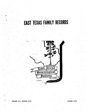 Primary view of object titled 'East Texas Family Records, Volume 3, Number 4, Winter 1979'.