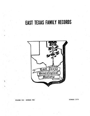 Primary view of object titled 'East Texas Family Records, Volume 3, Number 2, Summer 1979'.