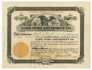 [Lake Como Amusement Co. Stock Certificate]