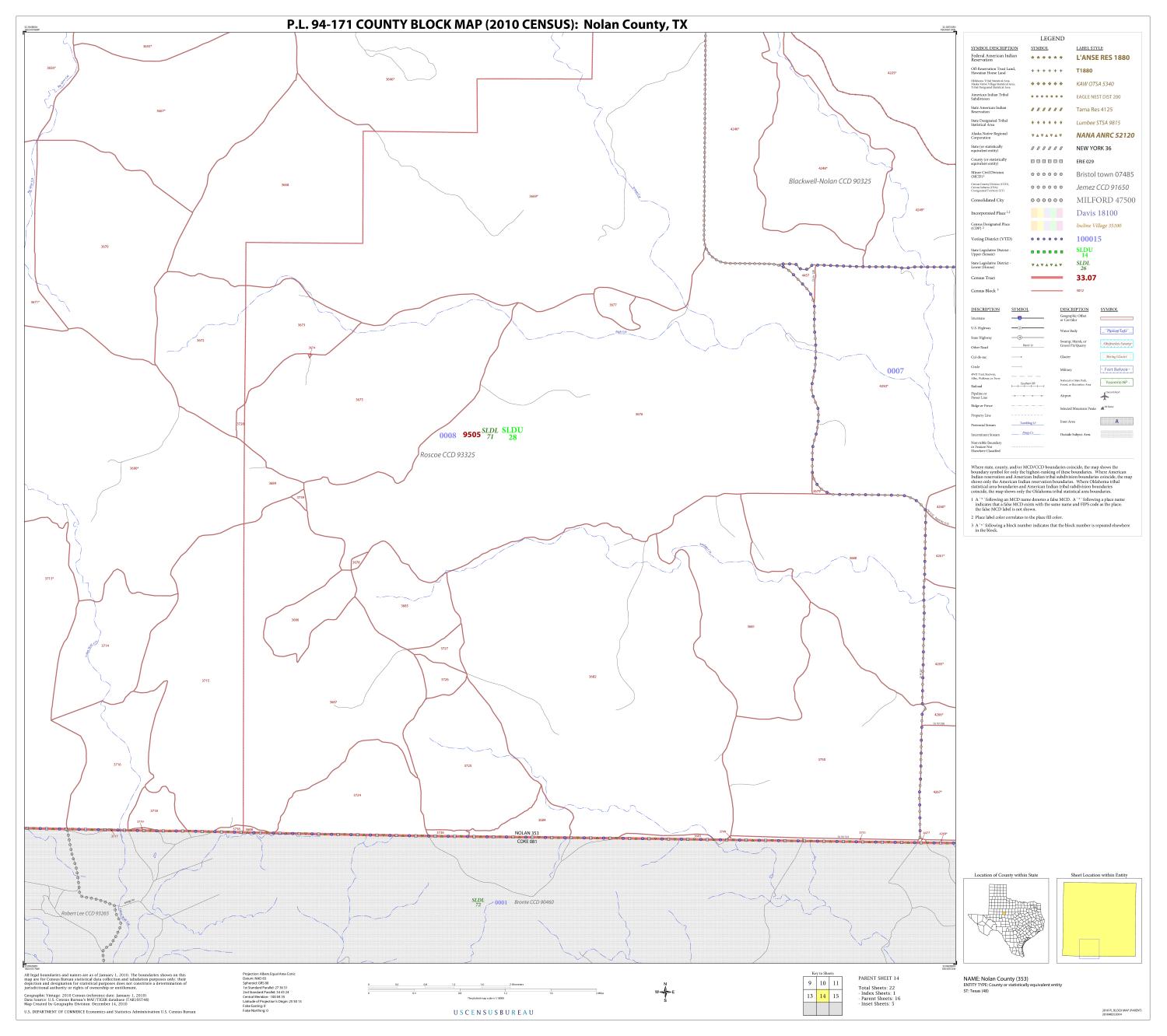 P.L. 94-171 County Block Map (2010 Census): Nolan County, Block 14
                                                
                                                    [Sequence #]: 1 of 1
                                                