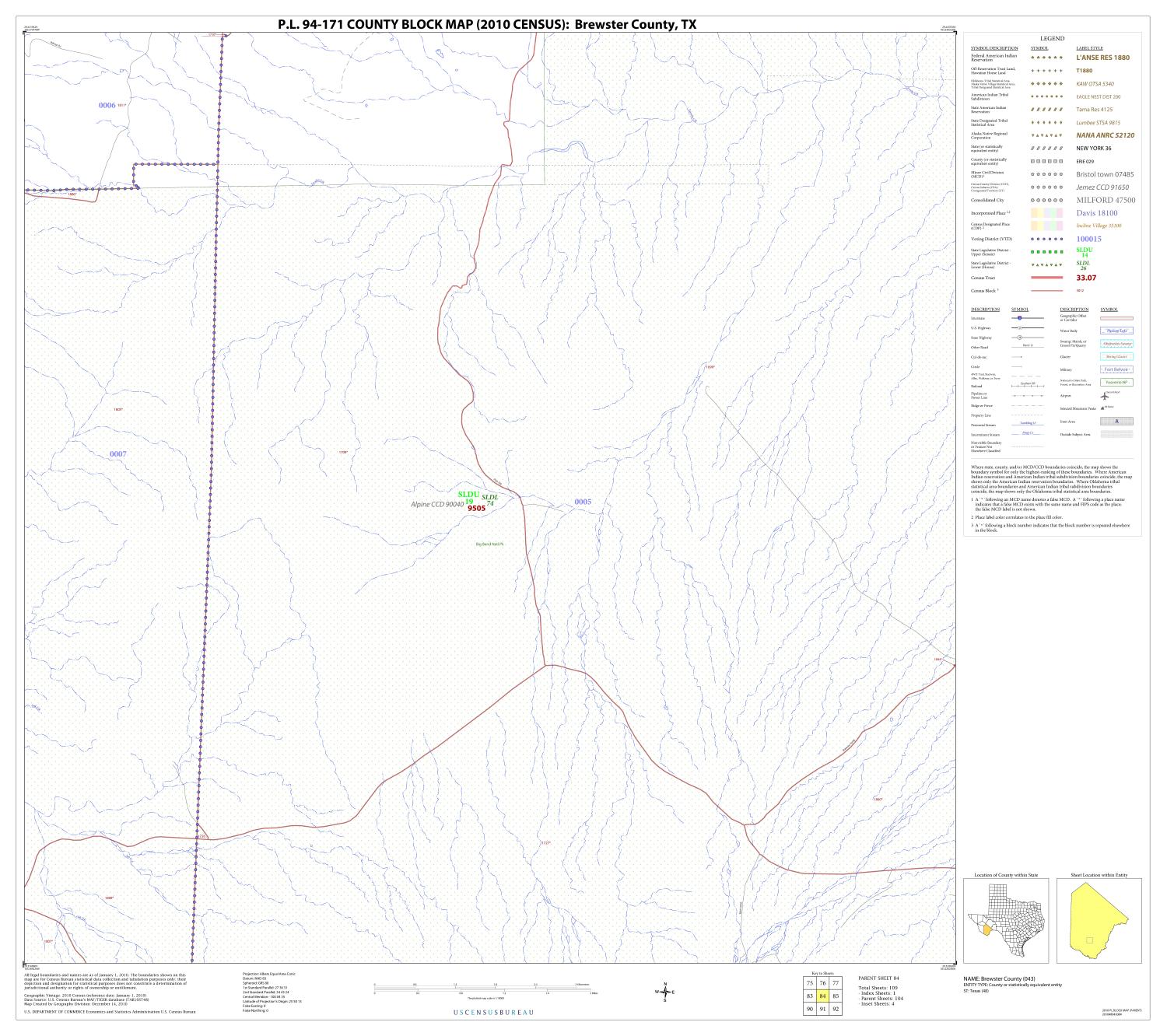 P.L. 94-171 County Block Map (2010 Census): Brewster County, Block 84
                                                
                                                    [Sequence #]: 1 of 1
                                                
