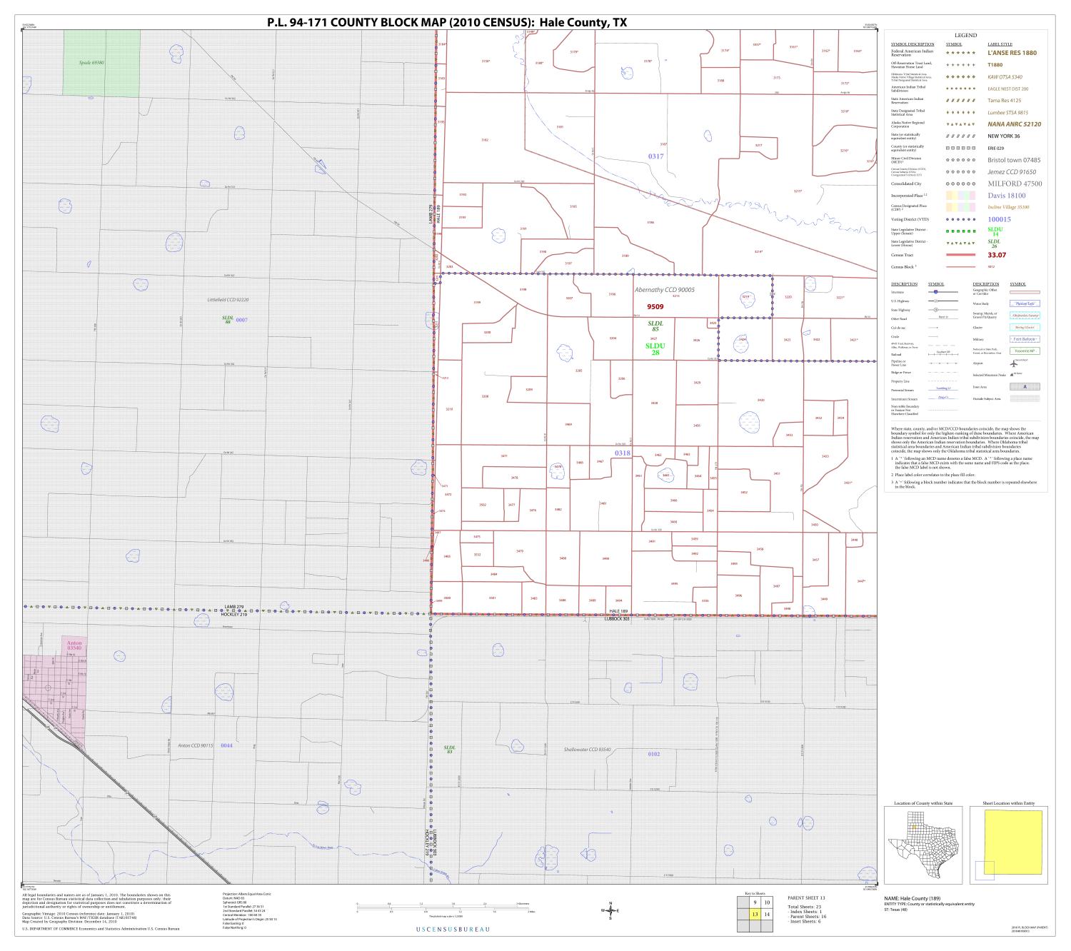 P.L. 94-171 County Block Map (2010 Census): Hale County, Block 13
                                                
                                                    [Sequence #]: 1 of 1
                                                