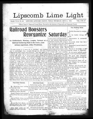 Lipscomb Lime Light (Lipscomb, Tex.), Vol. 1, No. 43, Ed. 1 Thursday, September 11, 1913