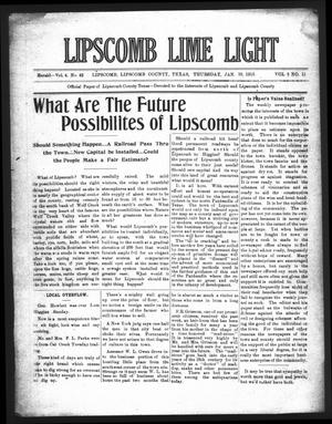 Lipscomb Lime Light (Lipscomb, Tex.), Vol. 3, No. 11, Ed. 1 Thursday, January 28, 1915