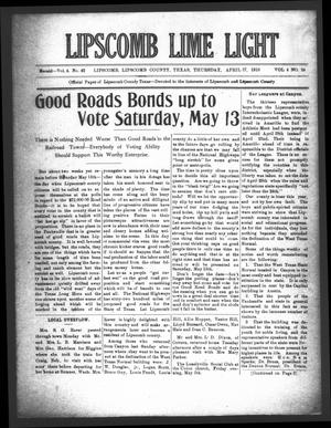Lipscomb Lime Light (Lipscomb, Tex.), Vol. 4, No. 24, Ed. 1 Thursday, April 27, 1916
