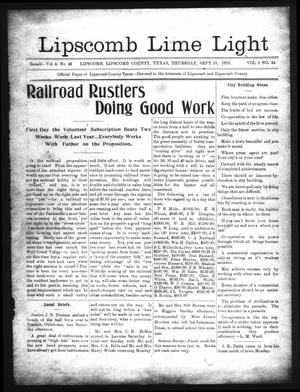 Lipscomb Lime Light (Lipscomb, Tex.), Vol. 1, No. 44, Ed. 1 Thursday, September 18, 1913