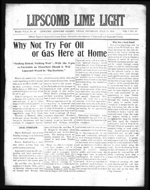 Lipscomb Lime Light (Lipscomb, Tex.), Vol. 2, No. 35, Ed. 1 Thursday, July 16, 1914
