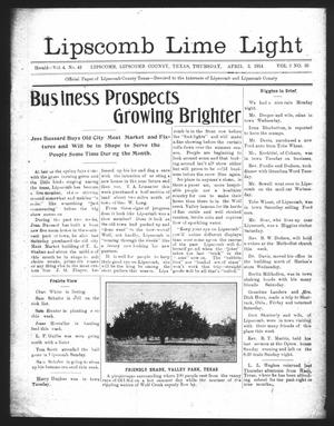 Lipscomb Lime Light (Lipscomb, Tex.), Vol. 2, No. 20, Ed. 1 Thursday, April 2, 1914