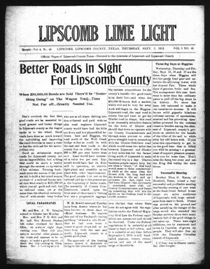 Lipscomb Lime Light (Lipscomb, Tex.), Vol. 3, No. 42, Ed. 1 Thursday, September 2, 1915