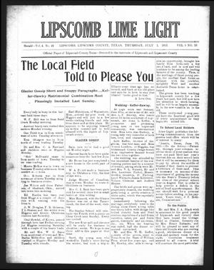 Lipscomb Lime Light (Lipscomb, Tex.), Vol. 3, No. 33, Ed. 1 Thursday, July 1, 1915