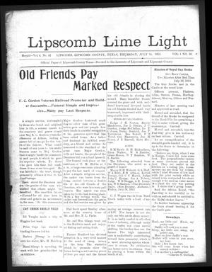 Lipscomb Lime Light (Lipscomb, Tex.), Vol. 1, No. 36, Ed. 1 Thursday, July 24, 1913