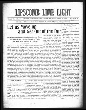 Lipscomb Lime Light (Lipscomb, Tex.), Vol. 3, No. 22, Ed. 1 Thursday, April 15, 1915
