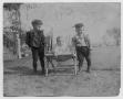 Photograph: [Three Boys Standing in a Yard]