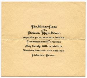 Primary view of object titled '[Graduation Announcement, 25 May 1913]'.