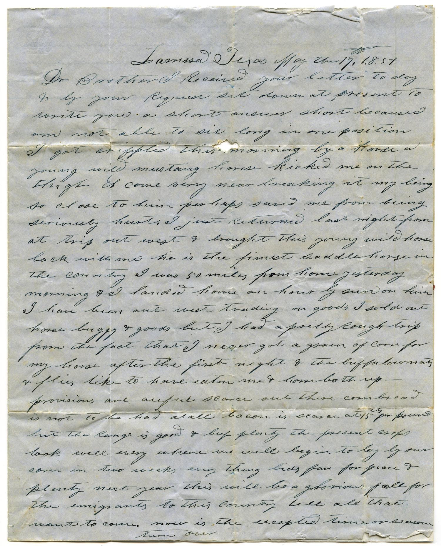 [Letter to Mr. Milton Parks, 17 May 1851]
                                                
                                                    [Sequence #]: 1 of 4
                                                