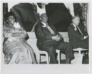 Primary view of object titled '[Barbara Jordan and LBJ on Stage]'.