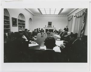 Primary view of object titled '[Barbara Jordan At Meeting]'.