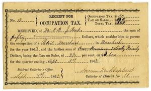 [Receipt for Occupation Tax, September 9 1863]