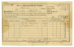 [Hood County Tax Receipt for Milton Parks, December 3 1891]