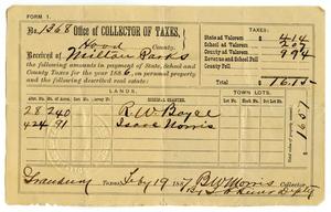 [Hood County Tax Receipt for Milton Parks, February 19 1887]