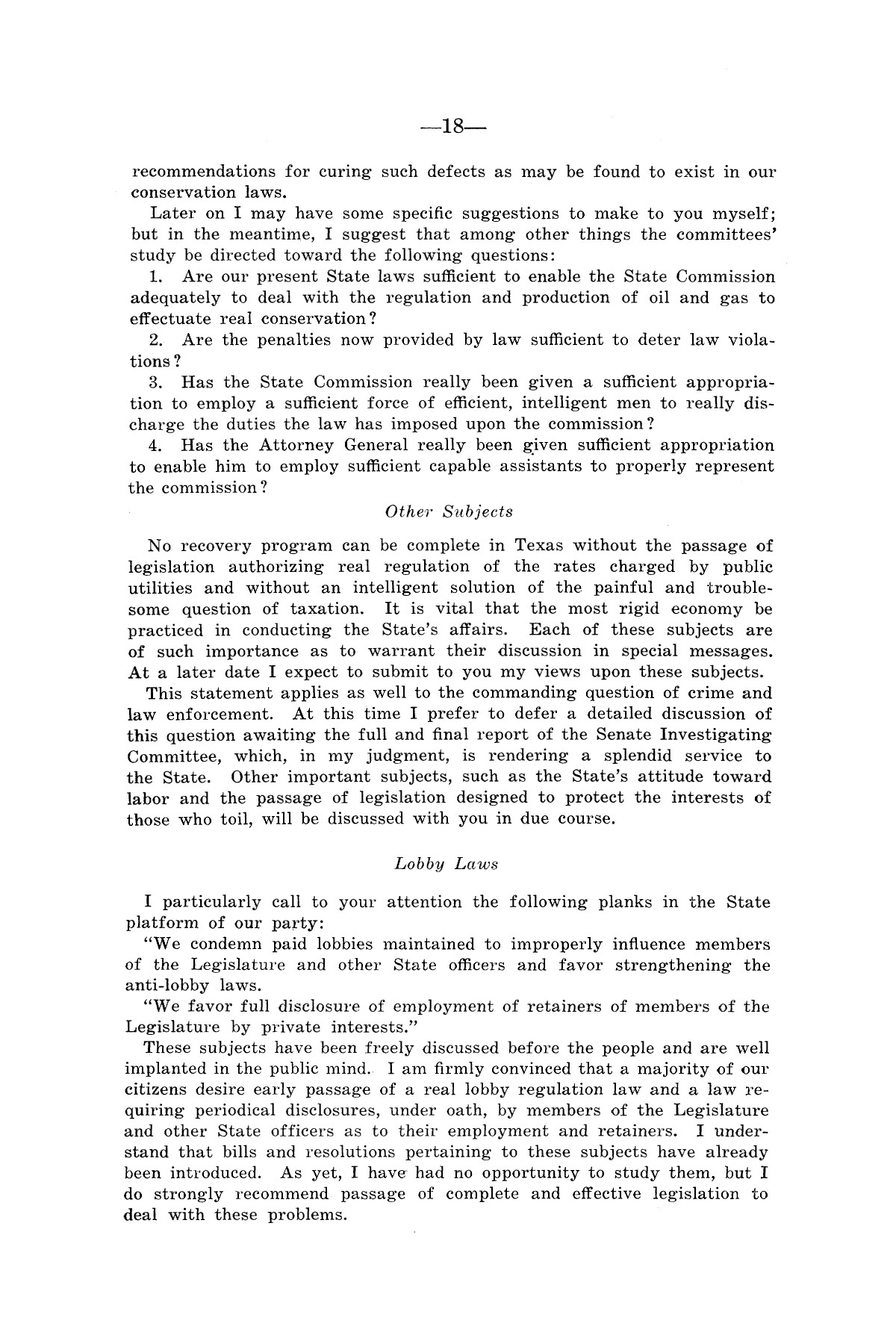 Legislative Messages of Hon. James V. Allred, Governor of Texas 1935-1939
                                                
                                                    [Sequence #]: 17 of 263
                                                