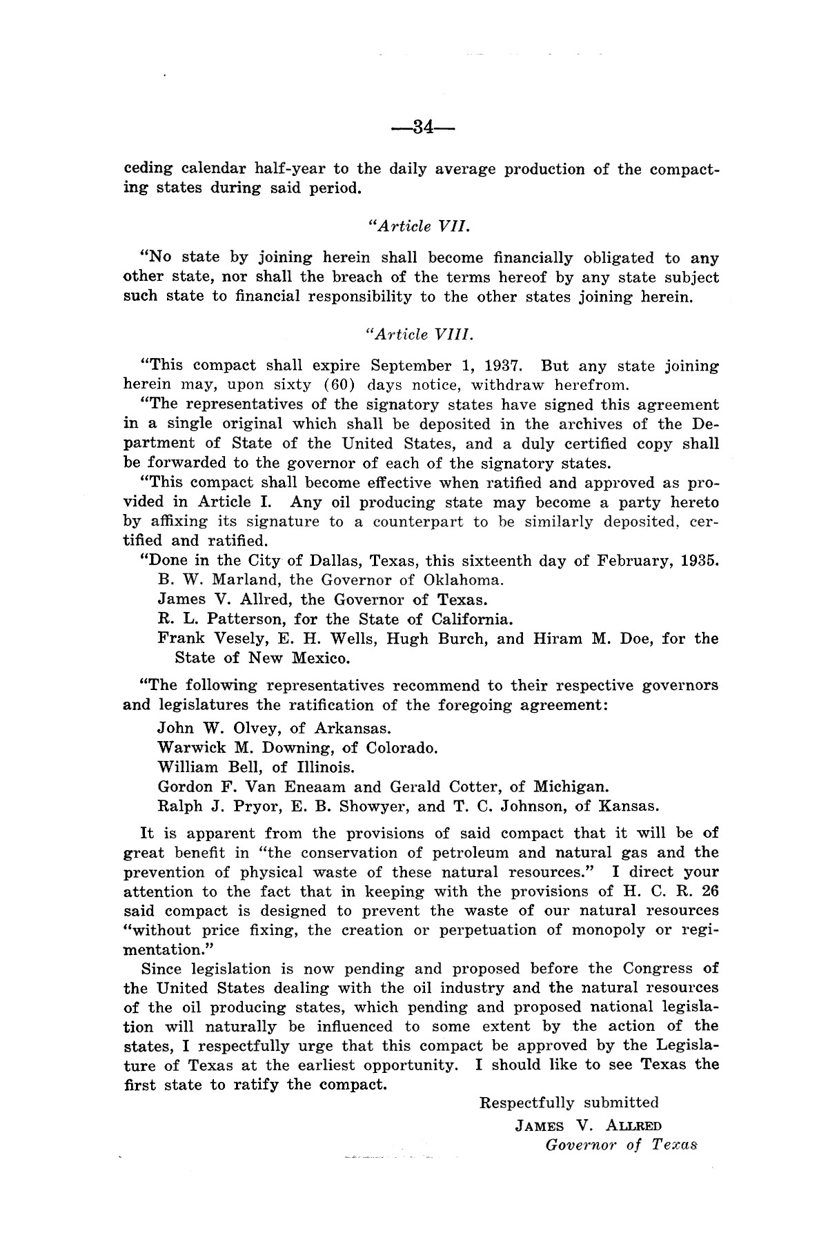 Legislative Messages of Hon. James V. Allred, Governor of Texas 1935-1939
                                                
                                                    [Sequence #]: 33 of 263
                                                