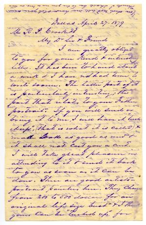 [Letter from J.M. Crockett to R.P. Crockett, April 27 1879]