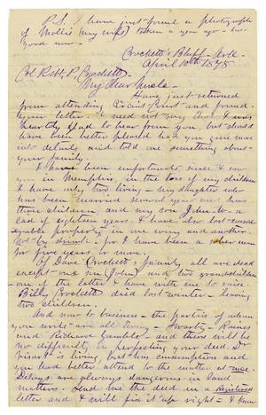 [Letter from Bob H. Crockett to Robert P. Crockett, April 10 1878]