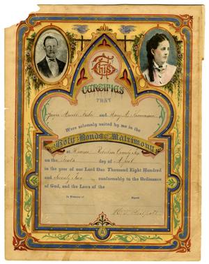 [Certificate of the Marriage of J.A. Foster and M.A. Thomason]