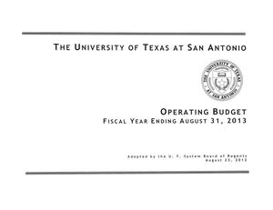 University of Texas at San Antonio Operating Budget: 2013