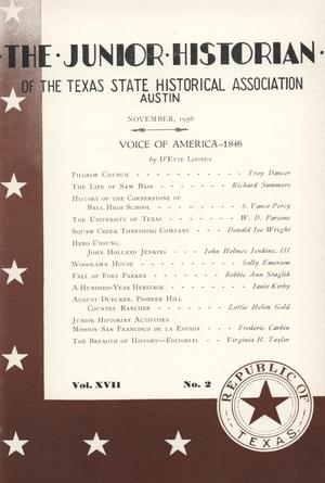 Primary view of object titled 'The Junior Historian, Volume 17, Number 2, November 1956'.
