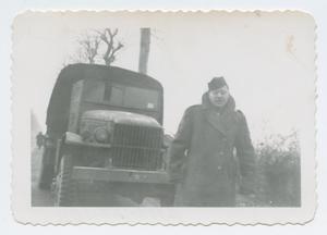 Primary view of object titled '[Donald Coombes With Truck]'.