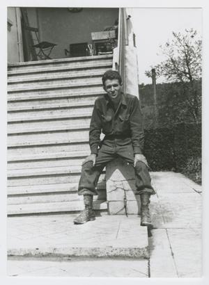 [Soldier Sitting by Steps]