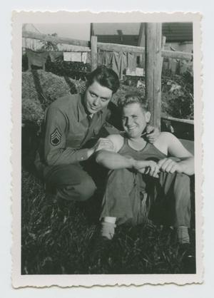 [Two Soldiers In Front of Laundry Line]