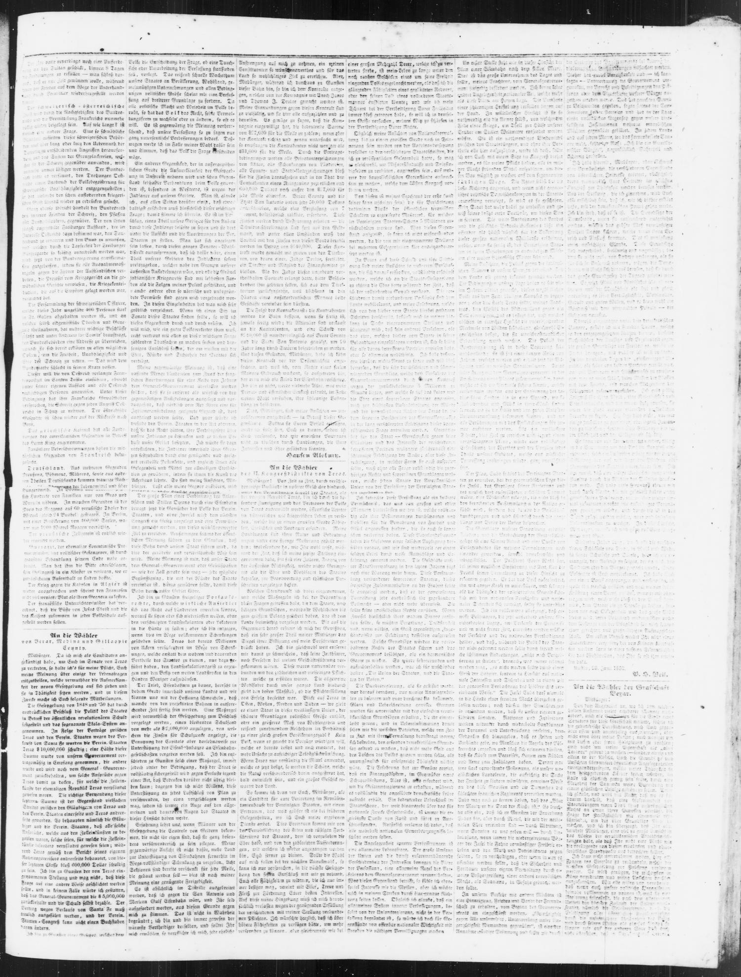 San Antonio-Zeitung. (San Antonio, Tex.), Vol. 1, No. 3, Ed. 1 Saturday, July 16, 1853
                                                
                                                    [Sequence #]: 3 of 4
                                                