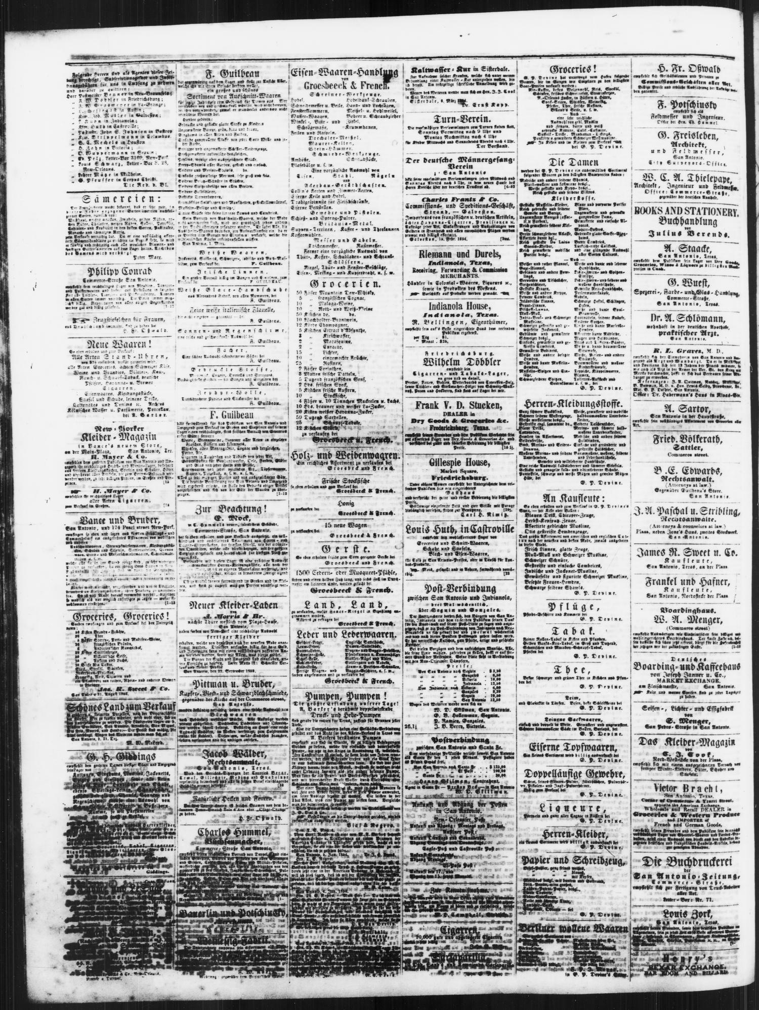 San Antonio-Zeitung. (San Antonio, Tex.), Vol. 2, No. 3, Ed. 1 Saturday, July 15, 1854
                                                
                                                    [Sequence #]: 4 of 4
                                                