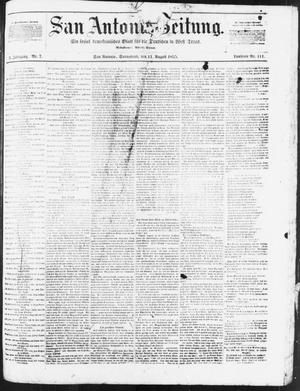 Primary view of object titled 'San Antonio-Zeitung. (San Antonio, Tex.), Vol. 3, No. 7, Ed. 1 Saturday, August 11, 1855'.
