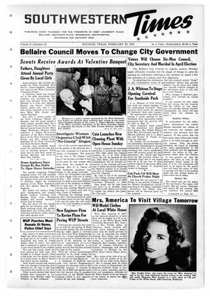 Southwestern Times (Houston, Tex.), Vol. 3, No. 22, Ed. 1 Thursday, February 20, 1947