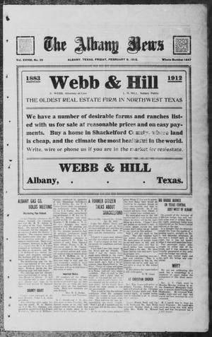 The Albany News (Albany, Tex.), Vol. 28, No. 35, Ed. 1 Friday, February 9, 1912