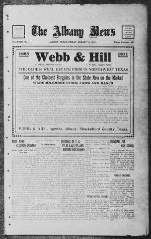 The Albany News (Albany, Tex.), Vol. 28, No. 11, Ed. 1 Friday, August 18, 1911
