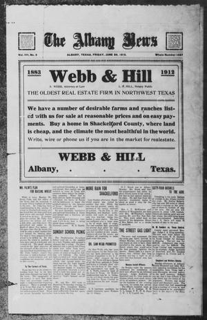 Primary view of object titled 'The Albany News (Albany, Tex.), Vol. 29, No. 3, Ed. 1 Friday, June 28, 1912'.