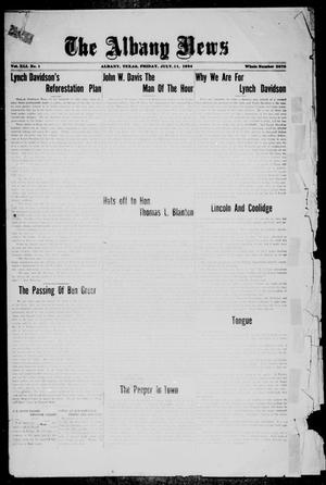 Primary view of object titled 'The Albany News (Albany, Tex.), Vol. 41, No. 1, Ed. 1 Friday, July 11, 1924'.