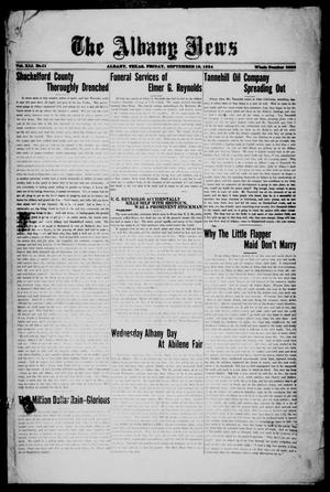 Primary view of object titled 'The Albany News (Albany, Tex.), Vol. 41, No. 11, Ed. 1 Friday, September 19, 1924'.