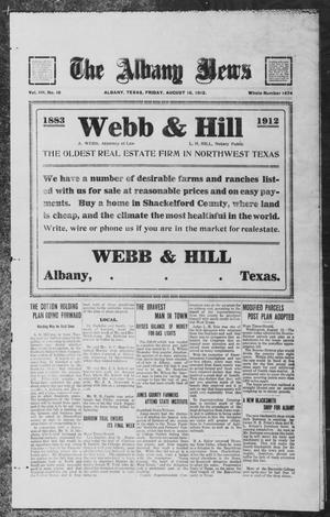 The Albany News (Albany, Tex.), Vol. 29, No. 10, Ed. 1 Friday, August 16, 1912